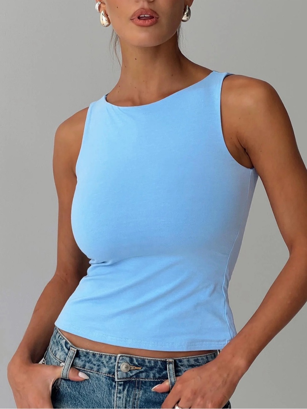 Princess Polly Sleeveless High Neck Organic Cotton Blend Sleeveless Top Size 4